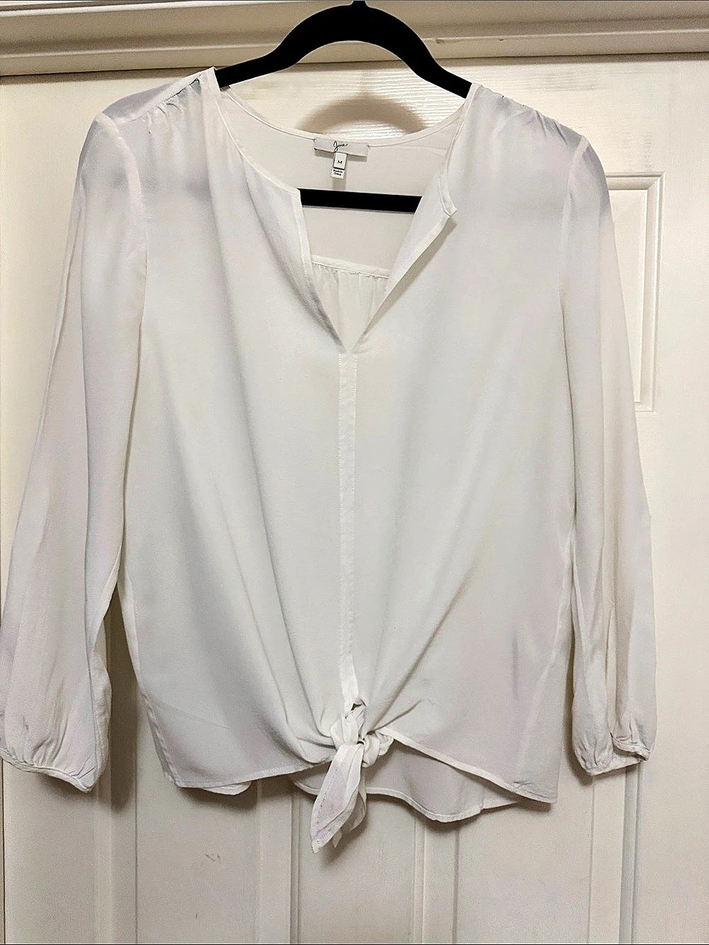 Joie Silk Blouse Silk Tie-Front Blouse in White Size Medium